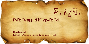 Pávay Árpád névjegykártya