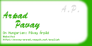 arpad pavay business card